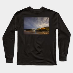 Caswell Bay on Gower in Wales at Night Long Sleeve T-Shirt